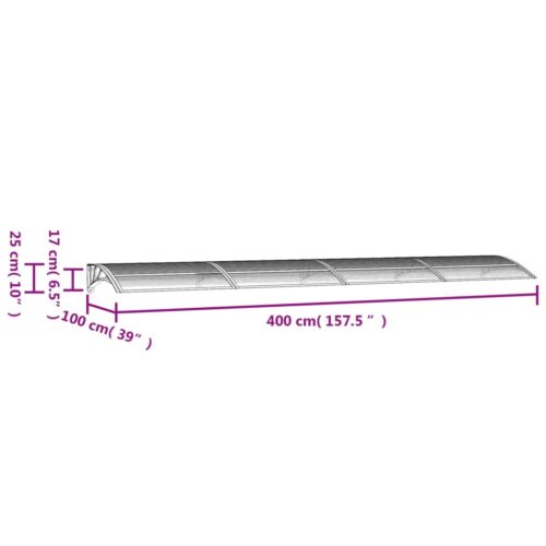 Door Canopy Black 400x100cm Polycarbonate - Image 6