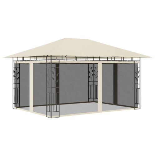 Gazebo with Mosquito Net 4x3x2.73m Cream 180 g/m