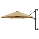 Wall-Mounted Parasol with Metal Pole 300cm Taupe