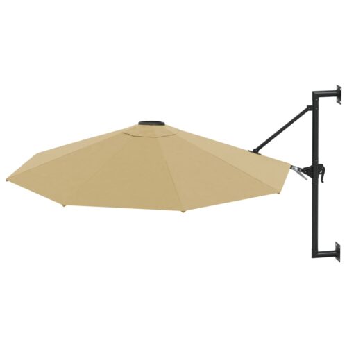 Wall-Mounted Parasol with Metal Pole 300cm Taupe - Image 2