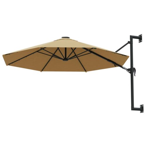 Wall-Mounted Parasol with Metal Pole 300cm Taupe - Image 3