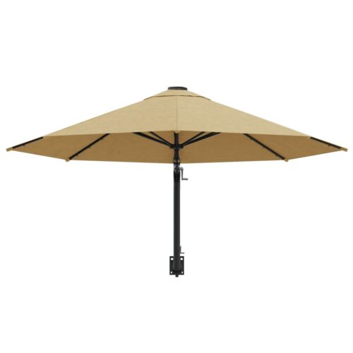 Wall-Mounted Parasol with Metal Pole 300cm Taupe - Image 4