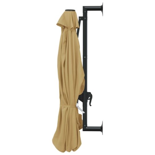 Wall-Mounted Parasol with Metal Pole 300cm Taupe - Image 5