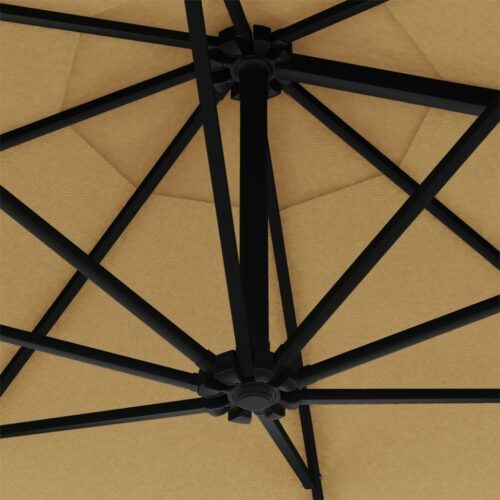 Wall-Mounted Parasol with Metal Pole 300cm Taupe - Image 7