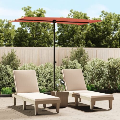 Outdoor Parasol with Aluminium Pole 180x110cm Terracotta - Image 12