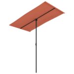 Outdoor Parasol with Aluminium Pole 180x110cm Terracotta