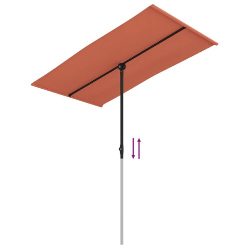 Outdoor Parasol with Aluminium Pole 180x110cm Terracotta - Image 7