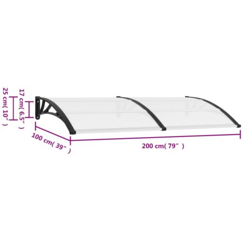 Door Canopy Black 200x100cm PC - Image 6