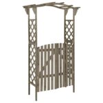 Pergola with Gate 116x40x204cm Grey Solid Firwood