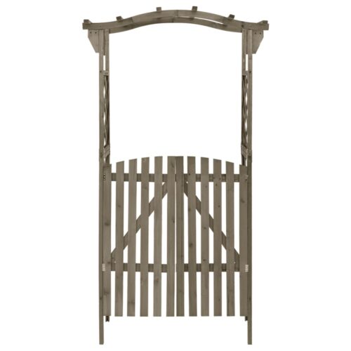 Pergola with Gate 116x40x204cm Grey Solid Firwood - Image 2