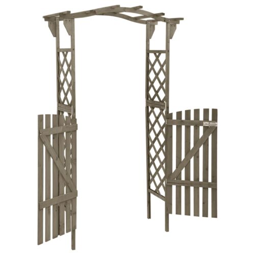 Pergola with Gate 116x40x204cm Grey Solid Firwood - Image 3