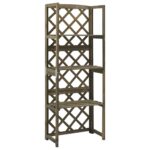 Trellis with Shelves Grey 55x30x140cm Solid Fir Wood