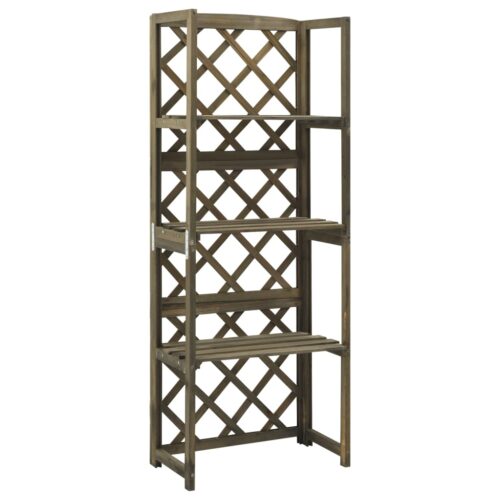 Trellis with Shelves Grey 55x30x140cm Solid Fir Wood