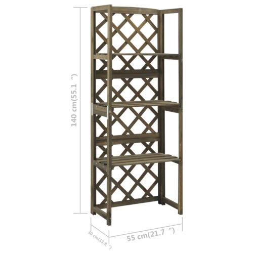 Trellis with Shelves Grey 55x30x140cm Solid Fir Wood - Image 6