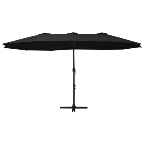 Outdoor Parasol with Aluminium Pole 460x270cm Black - Image 2
