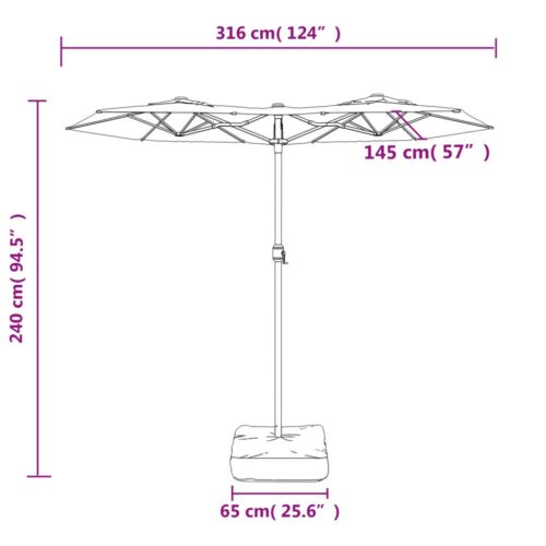 Double-Head Parasol Anthracite 316x240cm - Image 7