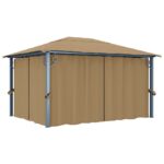 Gazebo with Curtain 400x300cm Taupe Aluminium