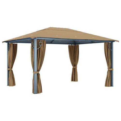 Gazebo with Curtain 400x300cm Taupe Aluminium - Image 5