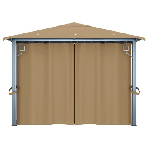 Gazebo with Curtain 400x300cm Taupe Aluminium - Image 7