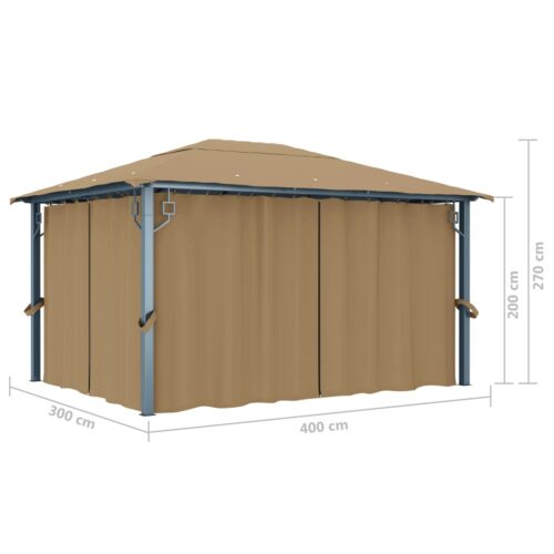 Gazebo with Curtain 400x300cm Taupe Aluminium - Image 11