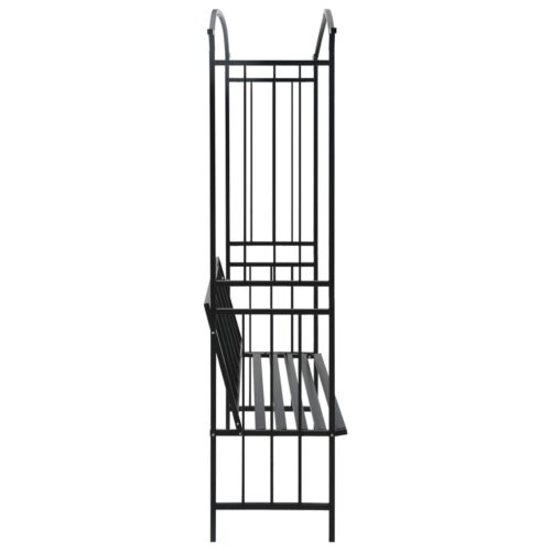 Garden Arch with Bench Black 128x50x207cm Iron - Image 3