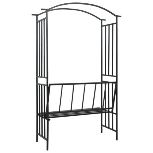 Garden Arch with Bench Black 128x50x207cm Iron - Image 4