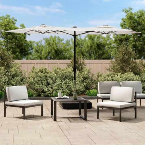 Double-Head Parasol Sand White 316x240cm - Image 9