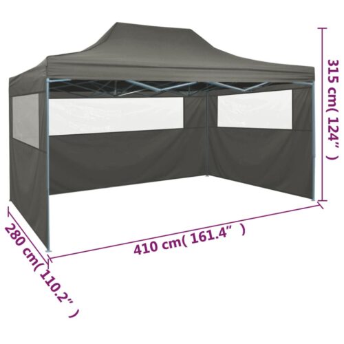 Professional Folding Party Tent with 3 Sidewalls 3x4m Steel Anthracite - Image 9