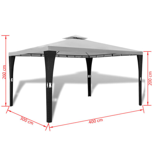 Poly Rattan Gazebo with Cream White Roof 3 x 4 m - Image 7
