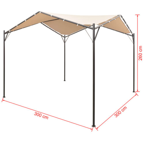 Gazebo Pavilion Tent Canopy 3x3m Steel Beige - Image 8