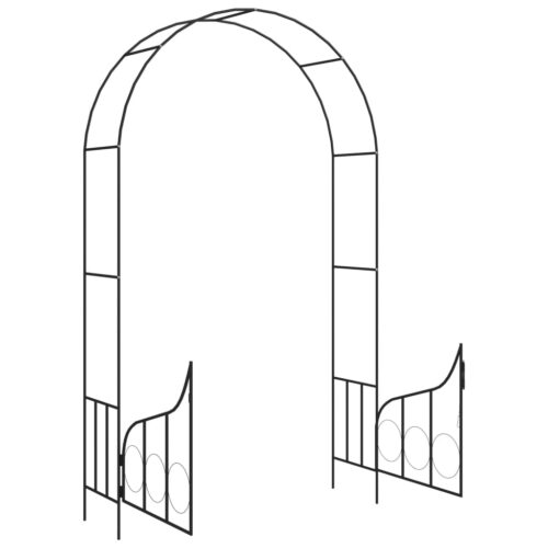 Garden Arch with Gate Black 138x40x238cm Iron - Image 5