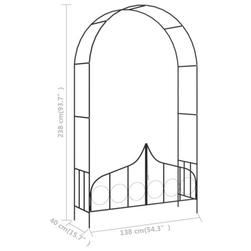 Garden Arch with Gate Black 138x40x238cm Iron - Image 7