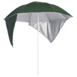 Beach Umbrella with Side Walls Green 215cm