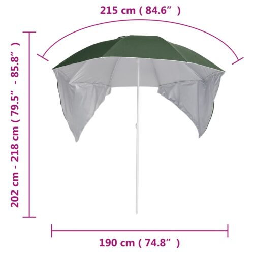 Beach Umbrella with Side Walls Green 215cm - Image 9