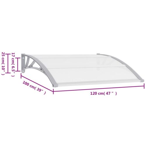 Door Canopy Grey 120x100cm PC - Image 6
