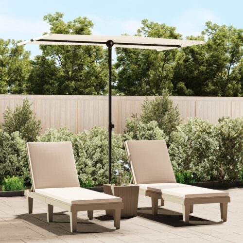 Outdoor Parasol with Aluminium Pole 180x110cm Sand White - Image 12