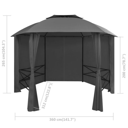 Garden Marquee Pavilion Tent with Curtains Hexagonal 360x265cm - Image 8