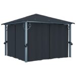 Gazebo with Curtain 300x300cm Anthracite Aluminium
