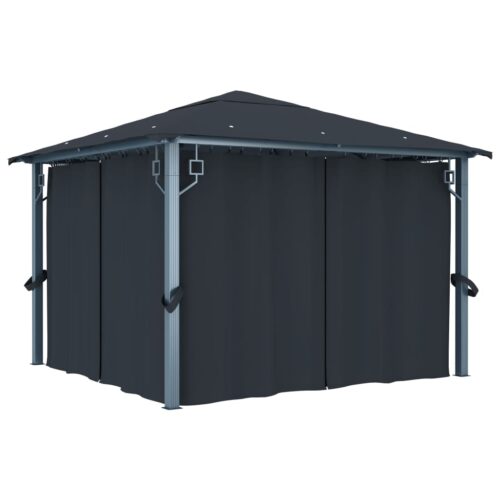 Gazebo with Curtain 300x300cm Anthracite Aluminium