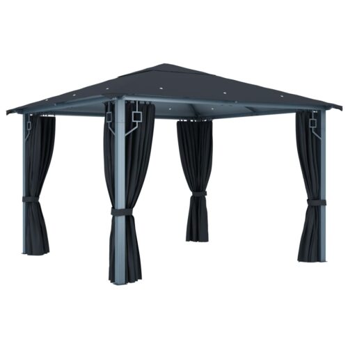 Gazebo with Curtain 300x300cm Anthracite Aluminium - Image 4