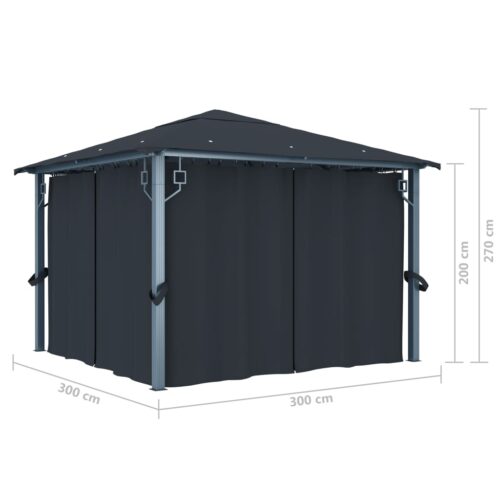 Gazebo with Curtain 300x300cm Anthracite Aluminium - Image 9