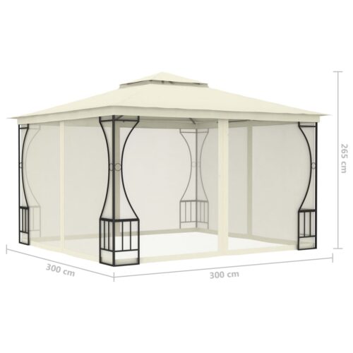 Gazebo with Nets 300x300x265cm Cream - Image 5