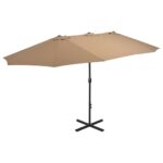 Outdoor Parasol with Aluminium Pole 460x270cm Taupe