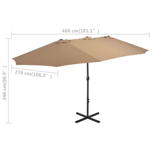 Outdoor Parasol with Aluminium Pole 460x270cm Taupe - Image 8