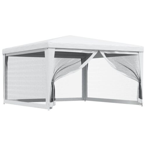 Party Tent with 4 Mesh Sidewalls 4x4m White