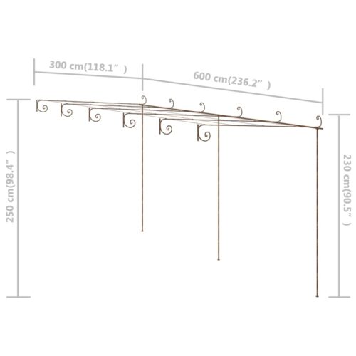 Garden Pergola Antique Brown 6x3x2.5m Iron - Image 7