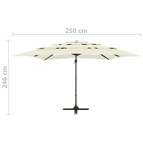 4-Tier Parasol with Aluminium Pole Sand 250x250cm - Image 9