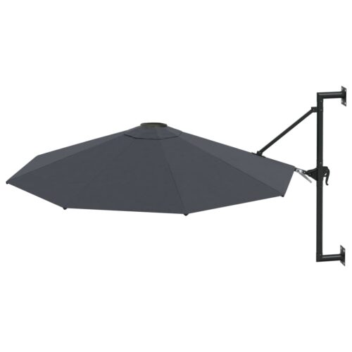 Wall-Mounted Parasol with Metal Pole 300cm Anthracite - Image 2