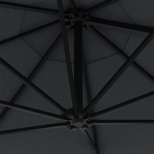 Wall-Mounted Parasol with Metal Pole 300cm Anthracite - Image 7