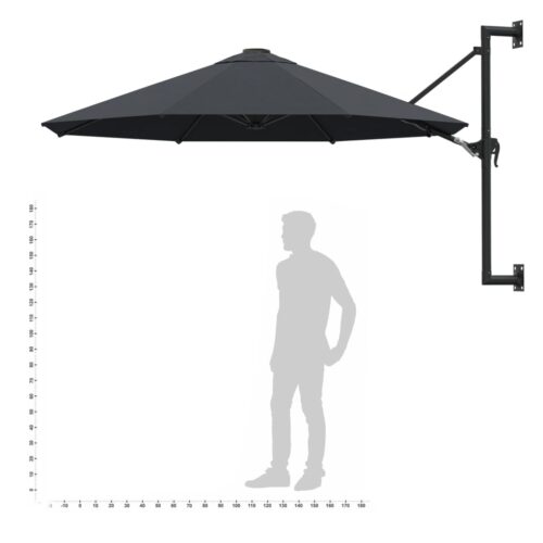 Wall-Mounted Parasol with Metal Pole 300cm Anthracite - Image 9